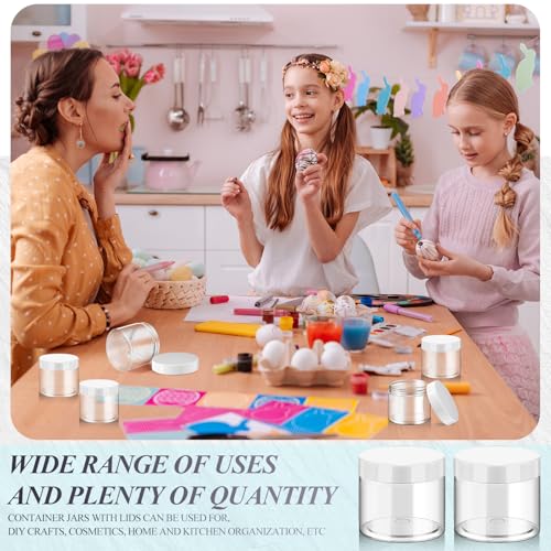 SATINIOR 6 Pack 32 oz Plastic Jars Containers with Lids Wide-mouth Refillable Leakproof Reusable Round Empty Jars for Travel Cosmetic Dry Food Spice Cookie Candy Home Kitchen Organizing(White)