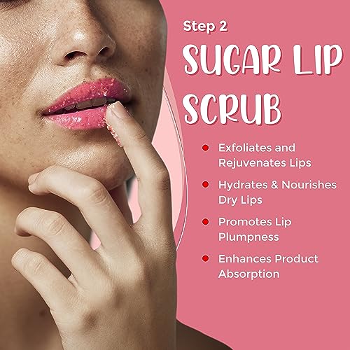 6-in-1 Lip Care Kit With Lip Sleeping Mask, Silicone Brush, Sugar Lip Scrub, Lip Mask Sheet to Reveal Luscious, Lip Exfoliator Scrub to Soft Lips ? Korean Lip Therapy Set for a Fuller