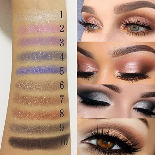 Gold Eye Shadow Eyeshadow Palette Shimmer - 10 Colors Sparkly Eyeshadow Glitter Highly Pigmented Long Lasting Waterproof Sweatproof Professional Nudes Warm Natural Neutral Smoky Cosmetic (#09)