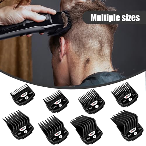 Magnetic Clipper Guards Cutting Guides Compatible with Wahl Clippers,8 Cutting Lengths 1/32"£¨0.5mm) to 5/8"(16mm),Fits Most Cordless/Cord Clippers (8packs)