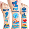 96 PCS Swimming Pre-Cut Temporary Tattoos for Kids | Super Cute Swim Team Pool Beach Themed Birthday Party Favors, Supplies, Decorations, Fake Tattoo Stickers, School Rewards & Gifts Boys & Girls