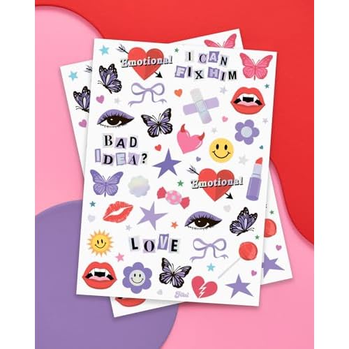 xo, Fetti Purple Butterfly Party Temporary Tattoos - 64 Styles | Bachelorette Tattoo Favors, Birthday Girl Accessory, Concert Party Decorations, Rave Supplies, Festival