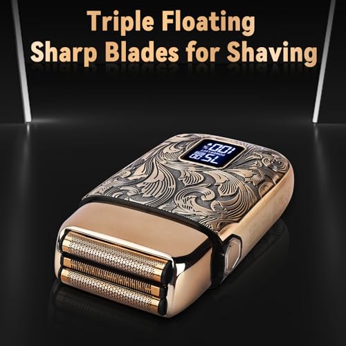 Ufree Close Shave Electric Foil Shavers for Men, 3-Speed Electric Razor, Bald Head Shavers, Face Shaving Beard Trimmer with LCD Display, Gifts for Men