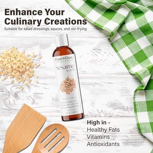 Sesame Seed Oil 4 fl. oz. ? Cold Pressed, 100% Pure & Natural Carrier for Skin, Face, Body, Hair, and Cooking. Great for DIY Creams, Lotions, and Lip Balms.