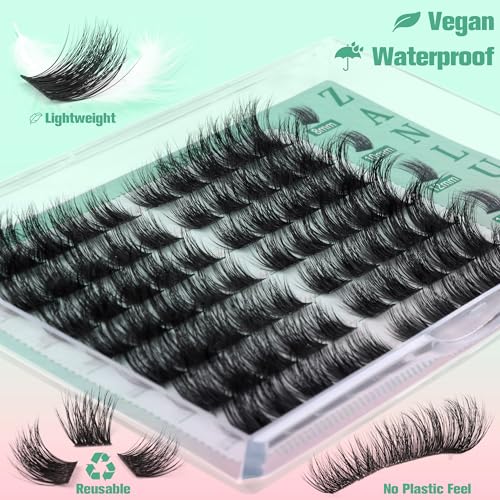 zanlufly Cat Eye Lash Clusters Pre-mapped Eyelash Clusters Wispy Cluster Eyelash Extensions Left Right Individual Lashes Fox Eye Cluster Lashes Light volume Lash Extension (Thin Soft,8-16mm)