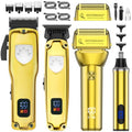 Professional Hair Clippers for Men, Barber Clippers and Trimmers Set, Foil Shavers for Men, 4 in 1 Cordless Hair Clippers Set Hair Cutting Kit Barber kit with LED Display