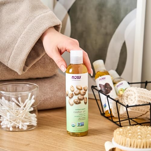 NOW Solutions, Organic Castor Oil, 100% Pure Versatile Skin Care, Multi-Purpose Skin Softener, 8-Ounce (Pack of 2)