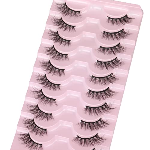 wiwoseo Half Eyelashes False Eyelashes Half Lashes Strip Natural Wispy Lashes Natural Look 14MM Eyelashes 10 Pairs Pack