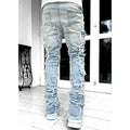COOLMONAR Men's Ripped Distressed Destroyed Slim Fit Straight Leg Denim Jeans