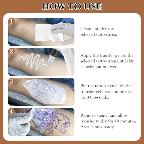 2PCS Tattoo Stencil Transfer Gel Solution, 8oz Tattoo Transfer Gel for Stickers Paper, Stencil Magic Cream for Tattoo Artists & Beginners, Temporary Supplies