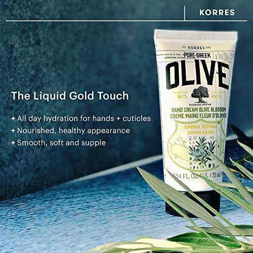 KORRES Body Care Collection, Pure Greek Olive Oil Shower Gel, Body Lotion and Hand Cream Moisturizer for Dry Skin, Moisturizing and Hydrating for Smooth, Supple Skin, Olive Blossom, 3 Piece Gift Set