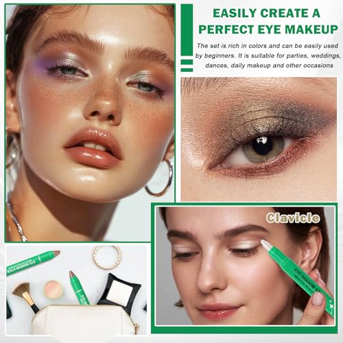 8PCS Eye Shadow Sticks,Shimmer Cream Eyeshadow Stick Set,Eye Brightener Stick,Lightweight Smooth Eye Shadow for Older Women,Teenagers,Middle-aged,Sombras Para Ojos,Eyeshadow Makeup