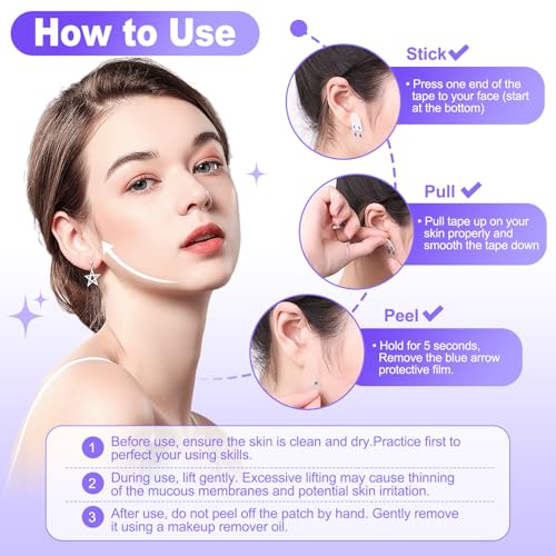 Neck Tape Lifting Invisible,Face Lift Tape,Face Tape Lifting Invisible,200PCS Neck Lift Tape Turkey, Tightening Face Lifter Tape Facial Tape for Sagging Skin Double Chin Jowls Eyes Wrinkles Makeup