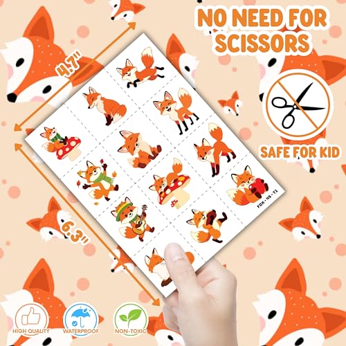 72 PCS Fox Party Set - 24 PCS Temporary Tattoos & 24 PCS Slap Bracelets - Fun Fox-Themed Gifts for Kids, Girls, Boys - Perfect for Birthday Parties, Baby Showers, Classroom Rewards, Party Decorations
