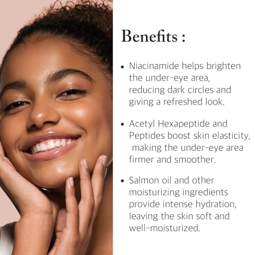 eyeNlip Salmon Peptide Eye Cream 1.18 fl oz - Daily Lightweight Cream with Niacinamide and Nutrition-Rich Complex for a Refreshed Under-Eye Look, Korean Skincare Routine