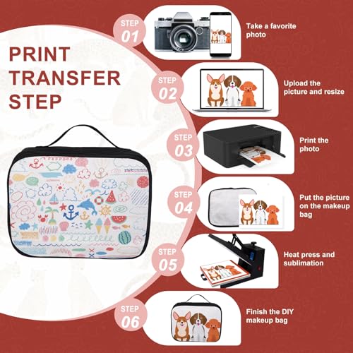 4pcs Sublimation Blanks Makeup Bag,Sublimation Blanks Cosmetic Bag Makeup Bag Bulk Travel Toiletry Bag With Zipper Pouch Insulated Lunch Bag Heat Transfer Removable Sublimation Bags for DIY Craft