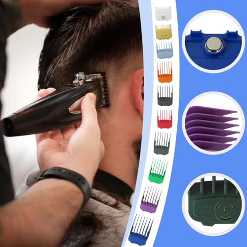 US! 10-Pack Magetic Clipper Guards Set for TPOB Slime2, Color Coded Clipper Guides Replacement - Length: 1/16" to 1"