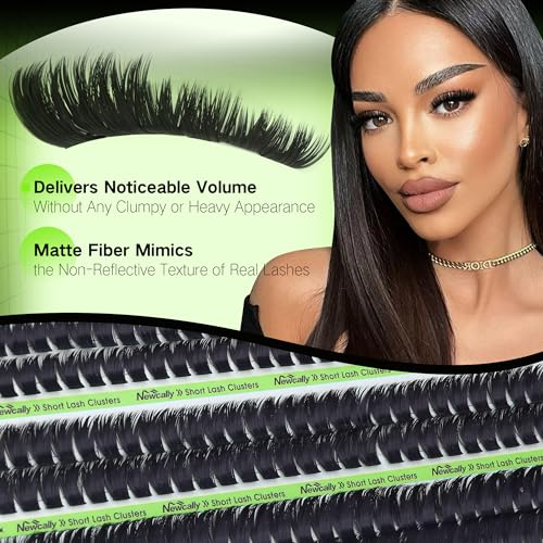 100D Volume Lash Clusters Kit 8-10-12MM Fluffy Eyelash Clusters Short Lash Extension Kit 243 Pcs Thick Clusters Eyelash Extensions D-Curly 3D Look Individual Lashes Kit by Newcally
