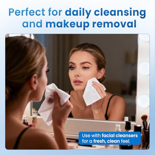Borje Face Towels XL, Thick Disposable Face Towel 10" x 12", 300 Count (6 Packs of 50), 100% USDA Biobased Facial Towelettes, Ultra Soft Makeup Remover Dry Wipes for Women Cleansing