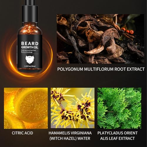 2 Pcs Beard Growth Oil, Unscented Beard Oil for Sensitive Skin Natural Soothing Moisturizer Softer & Thicker Shave Oil Beard Oil for Men Gifts for Him