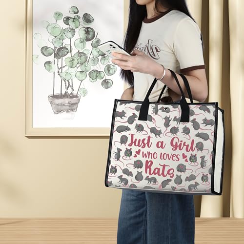 LEVLO Funny Rat Cosmetic Bag - Animal Lover Gift, Just A Girl Who Loves Rats Makeup Zipper Pouch for Women Girls (Rats LT)