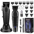 KEMEI Professional Hair Clipper and Hair Trimmer for Men, Cord/Cordless Hair Cutting Kits, Zero Gapped Beard Trimmers, T Blade Barber Clippers with USB Rechargeable, KM-2299, KM-2296