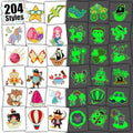 Partywind 204 Styles Luminous Kids Temporary Tattoos, Glow Party Supplies Favors for Kids Goodie Bag Stuffers, Fun Birthday Party Decorations for Boys Girls Games (Individually Wrapped Cut)