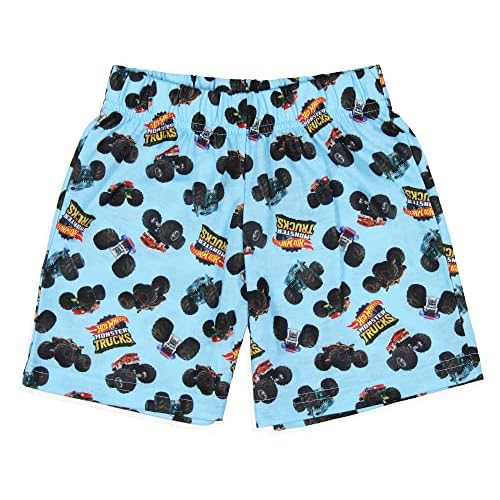 INTIMO Hot Wheels Toddler Boy's Monster Trucks Toys Tossed Print Sleep Pajama Set Short