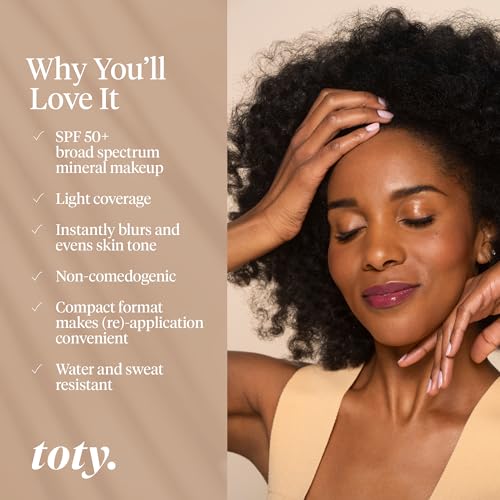 Toty by Sofia Vergara - Ilumina CC Creamy Compact SPF 50+ Mineral Broad Spectrum Sunscreen for Face - Tinted Blurring Balm SPF- Matte, Light Coverage - Water & Sweat Resistant - All Skin Types - 6N