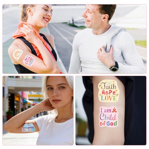 Christian Temporary Tattoos Gifts - 192PCS Christian Bible Verse Tattoos Temporary for Party Favors Gifts Decorations Supplies God Bless Fake Face Tattoos