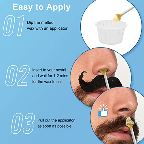 Nose Hair Wax Kit ? 100g Nose Wax + 20 Applicators + 15 Mustache Guards + 10 Paper Cups + 10 Sticks + 1 Measuring Cup ? Nose Wax Kit Men & Women, At-Home Hair Removal for 20+ Uses
