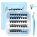 KevKev Self Adhesive Eyelashes 40Pcs Press On Lashes No Glue Needed Self Adhesive Lash Clusters Reusable Pre-Glued Eyelashes with Tweezers DIY Lash Extension Kit for Beginners (Caramel, D-10-18mix)
