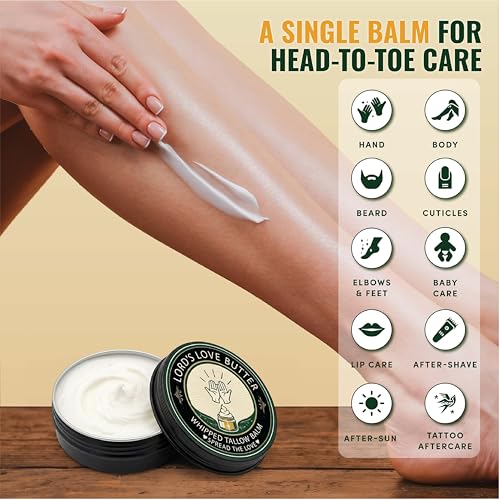 Natural Organic Tallow Balm For Skin That Rejects Synthetic Lotion - Handmade Beef Tallow and Manuka Honey Balm Face Moisturizer for Dry Cracked Hands and Aging Skin - Award Winning