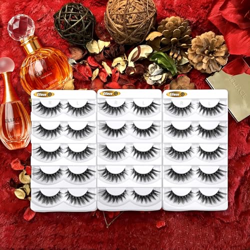 Eliace False Eyelashes 15 Pairs Cat Eye-Lashes 3D Mink Lashes,Spiky Wispy Natural Long Faux Mink Lashes Strips Soft & Reusable Makeup Professional Fake Eyelashes Pack | Trish Style