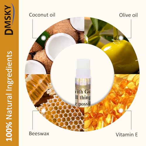DMSKY 60 Lip Balm Bulk, Christian Gift for Women Men Faith Religious Moisturizing Lip Care Product Stocking Stuffers with Inspirational Scripture Happy Moment Praise God for Friend