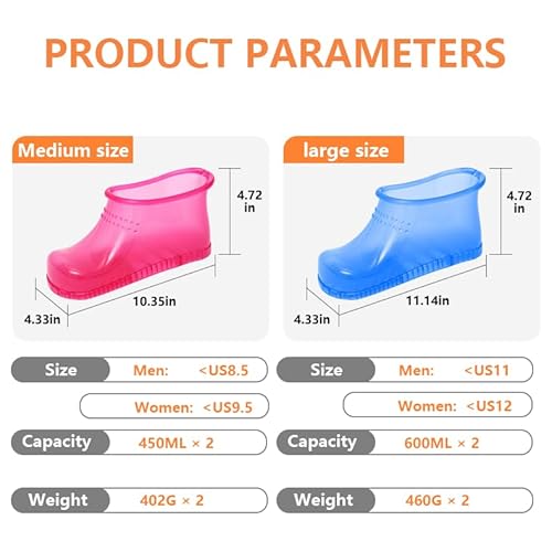 Massage Foot Spa Shoes Portable Feet Soaking Tub, Movable Foot Soaker Pedicure Feet Spa Basin for Thermal Massage to Promote Blood Circulation (Large, Red)