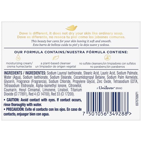 Dove Soap, Pink Beauty Bar 4-Pack ? 3-in-1 Moisturizing Face, Body & Hand Soap, 4.75 Oz Ea