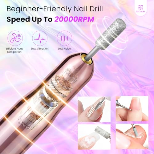 Nail Kit for Beginners with Everything: Professional Nail Kit Acrylic Set with Practice Hand Drill U V Light Gel Polish in Makeup Bag Gift for Women Salon Home (Holo Pink)