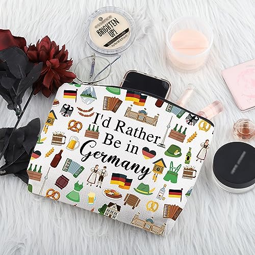 PWHAOO Germany Travel Traveling Gift I'd Rather Be in Germany Makeup Bag Germany Trip Vacation Cosmetic Bag Germany Souvenir Gift (Rather Be in Germany M)