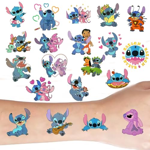 40Pcs Stitch Temporary Tattoos, Party Favors Gifts for Kids Boys Girls,Removable Tattoo Stickers Goodie Bags for Birthday Decorations