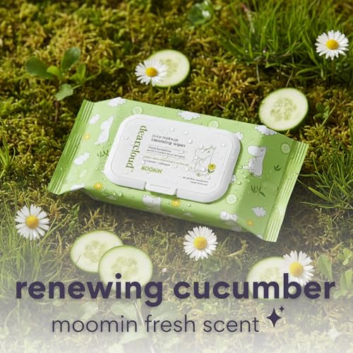 Moomin Juicy Makeup Cleansing Wipes - 60 count- Cucumber & Collagen Makeup Remover Towelettes (Renewing Cucumber)