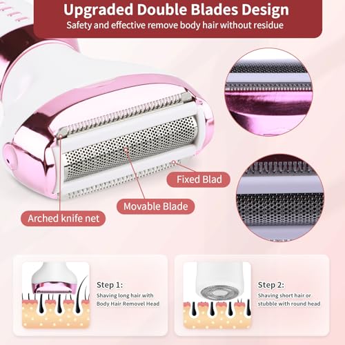 Electric Bikini Trimmer for Women - 5 in 1 Upgraded Body Face Shaver Nose Pubic Hair Trimmer Razors for Women Men Rechargeable Hair Removal Kit for Face Chin Eyebrow Arms Armpit Legs Groomer