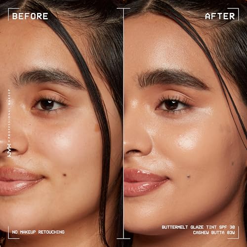 NYX PROFESSIONAL MAKEUP Buttermelt Glaze Soft Glow Skin Tint + SPF 30, Up To 12HR Wear, 03 Cashew Butta