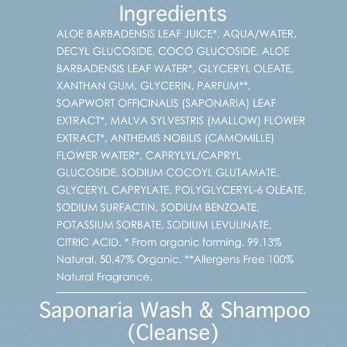 VIVAIODAYS Organic Saponaria No-Tears Wash & Shampoo, Mild, Vegan, Gentle and Soap Free (3.4 fl.oz. | 100 ml)
