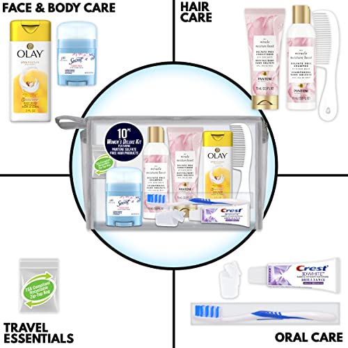 Convenience Kits International Women¡¯s Deluxe Kit 10 PC Kit Featuring: Sulfate Free Hair, Face & Body, Oral Care, Travel-Size Travel Essentials