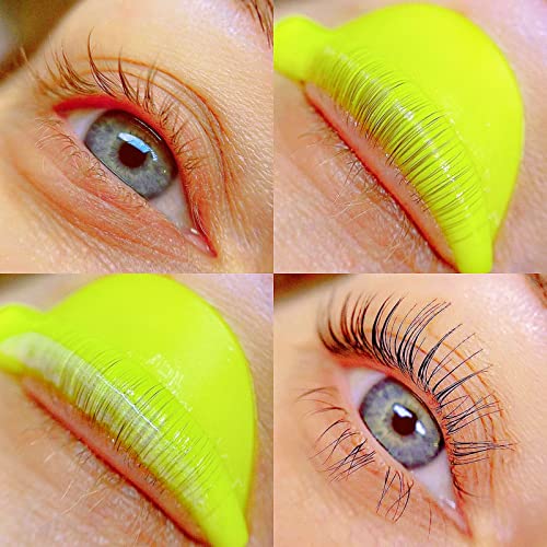 Lash Lift Shields C Curl Eyelash Lifting Shield Lami Lamination Roller Silicone Perm Rod Soft Lash Perming Pad Set For Lash Lift and Tint- Ribbons & Eye Patches (Lemon Flat C Curl Rods)