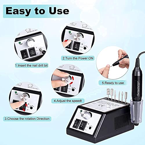 Professional Nail Drill Machine, Electronic Nail File Drills for Acrylic Nails Gel, 1000 Pcs Gel Nail Polish Remover, Lint Free Nail Wipes Cotton
