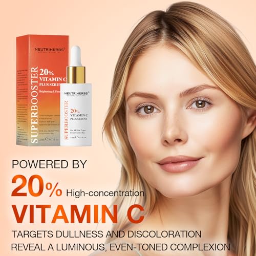 NEUTRIHERBS Advanced 20% Vitamin C Serum for Face, Renew Glow Brightening & Anti-Aging, Antioxidant Even Skin Tone Boost Collagen, All Nature Serum for Women And Men- 0.77 Fl Oz