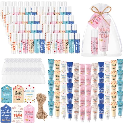72set/288pcs Best Team Ever Gifts Team Appreciation Thank You Gifts for Coworkers Women Employee Appreciation Gift Party Favors Basket Stuffers Items Travel Hand Lotion and Lip Balm Set