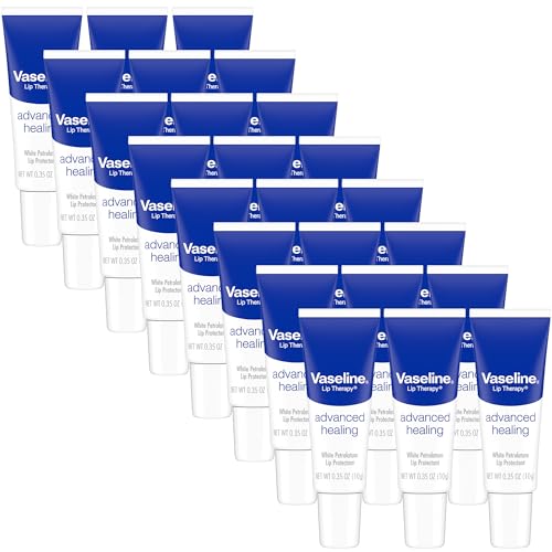 Vaseline Lip Therapy Advanced Healing Lip Balm Tube 24-Pack ? White Petroleum Protectant, Moisturizer for Dry Lips, 0.35 Oz Ea